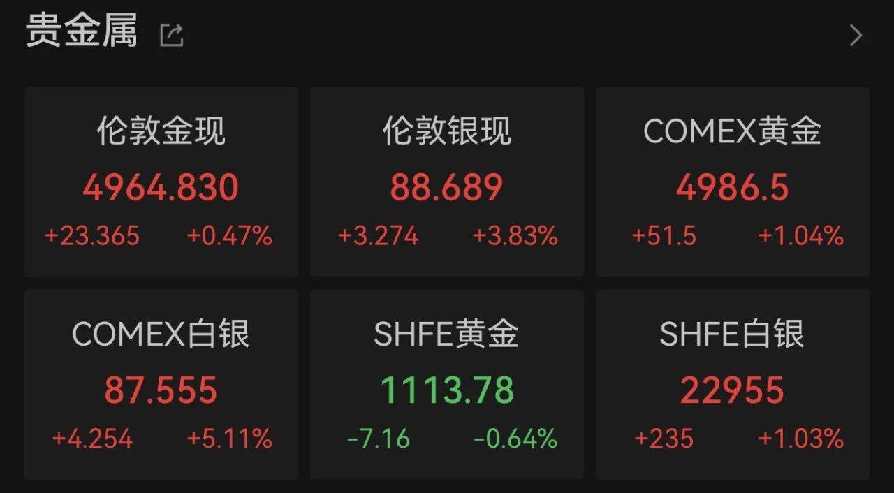 美股科技股下跌，黃金白銀上漲
