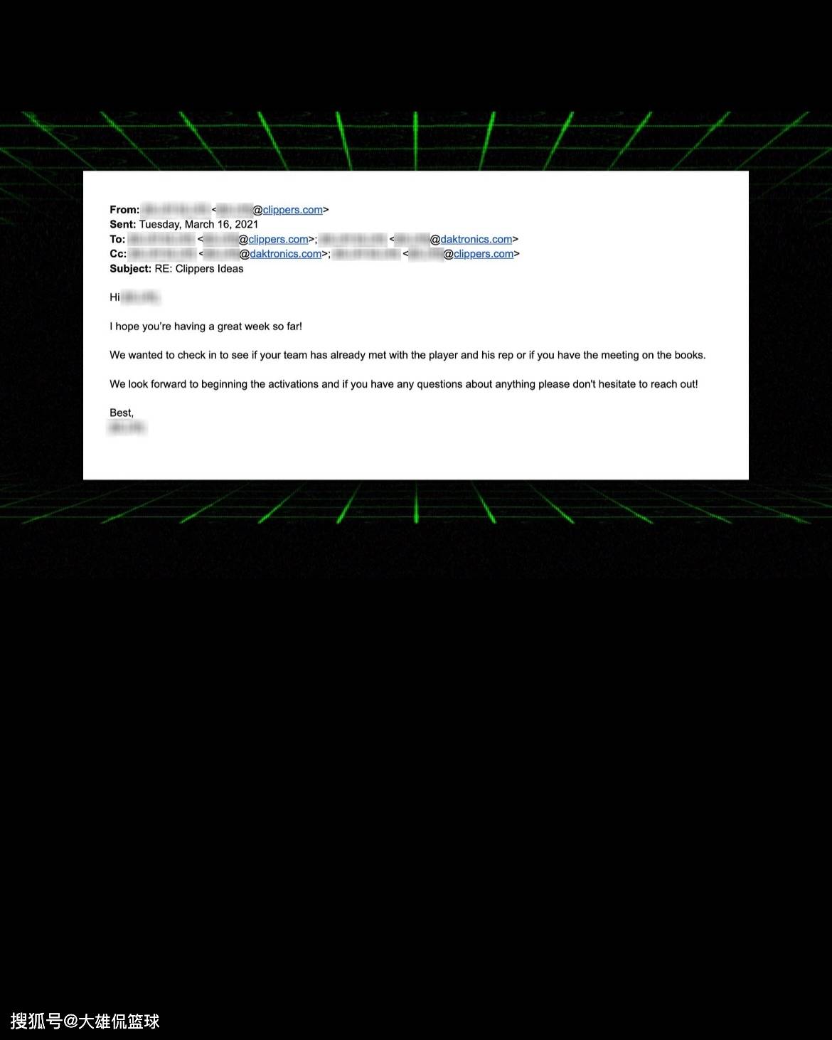 原創電子郵件洩露，快船正就達克特羅尼克斯交易，與倫納德等人協調