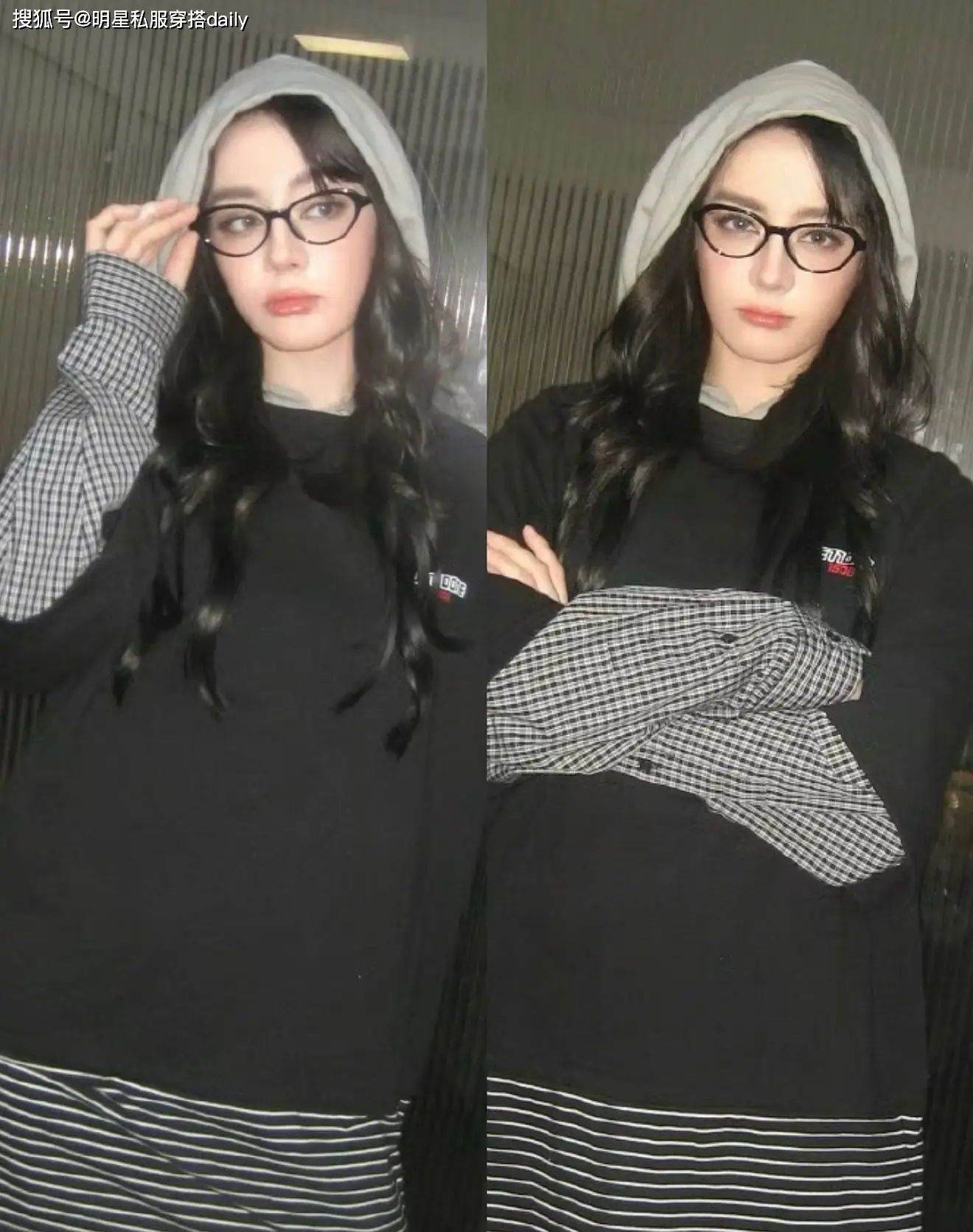 原創迪麗熱巴不愧“頂級美女”！穿拼接衛衣戴貓眼眼鏡，高智感女神！